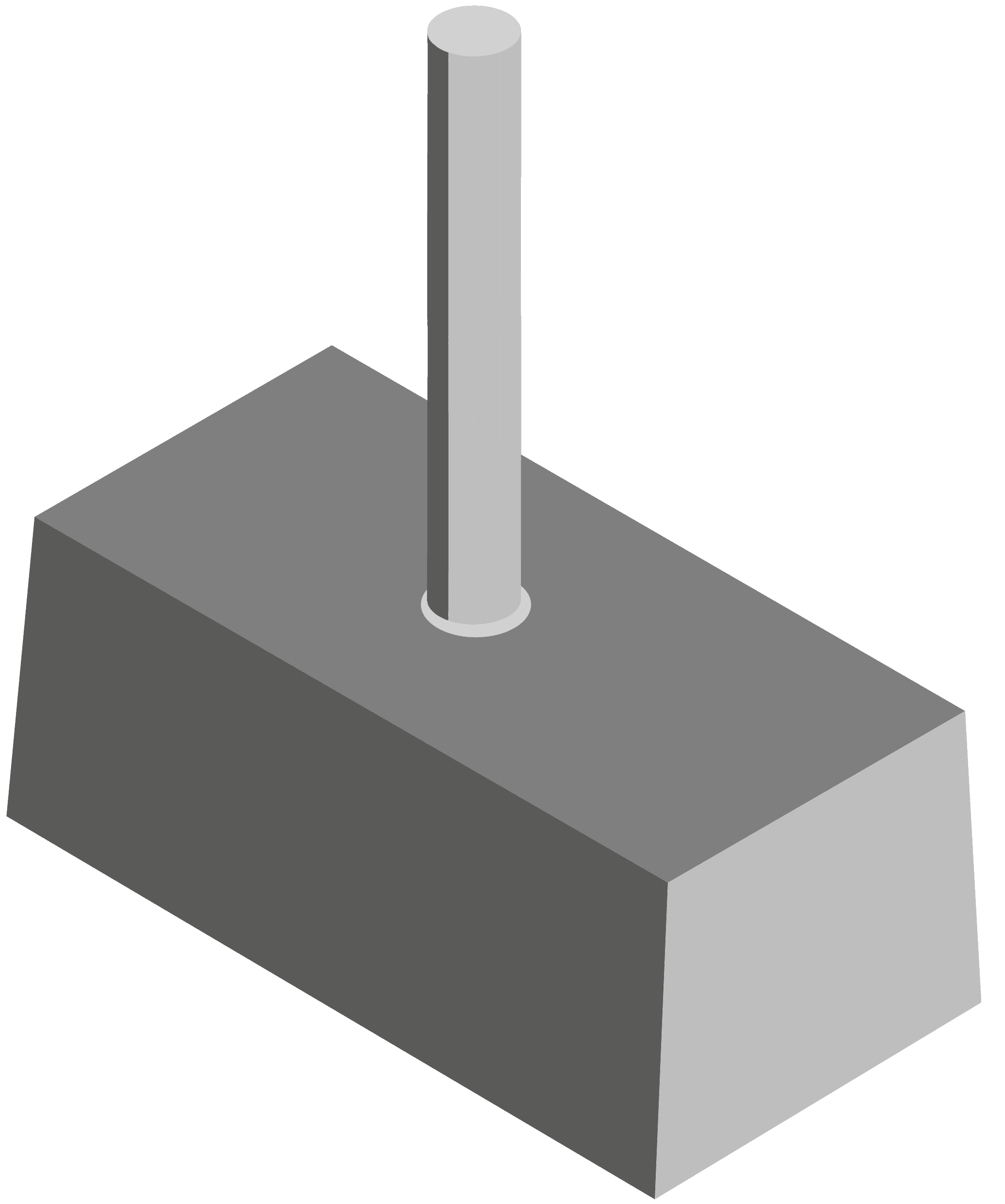 graues spritzgussteil mit direktem kegelanguss