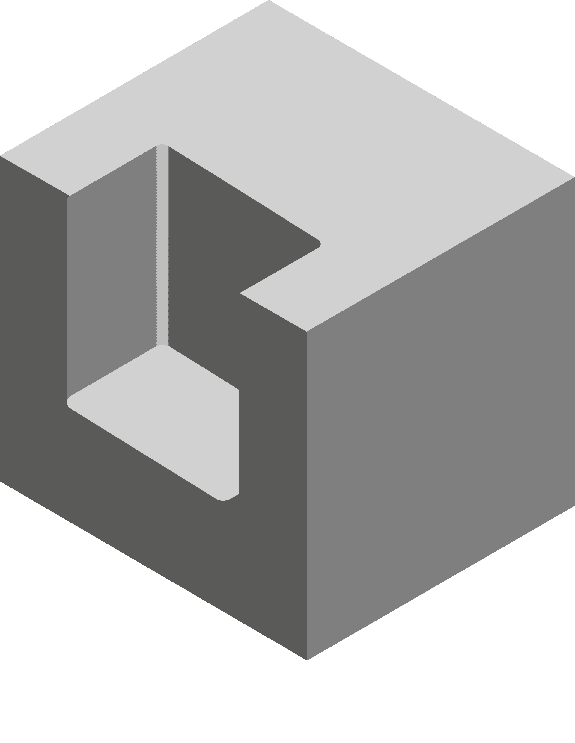 Viereckiges Bauteil mit einer Innentasche linksseitig, mit suboptimaler Tiefe für CNC