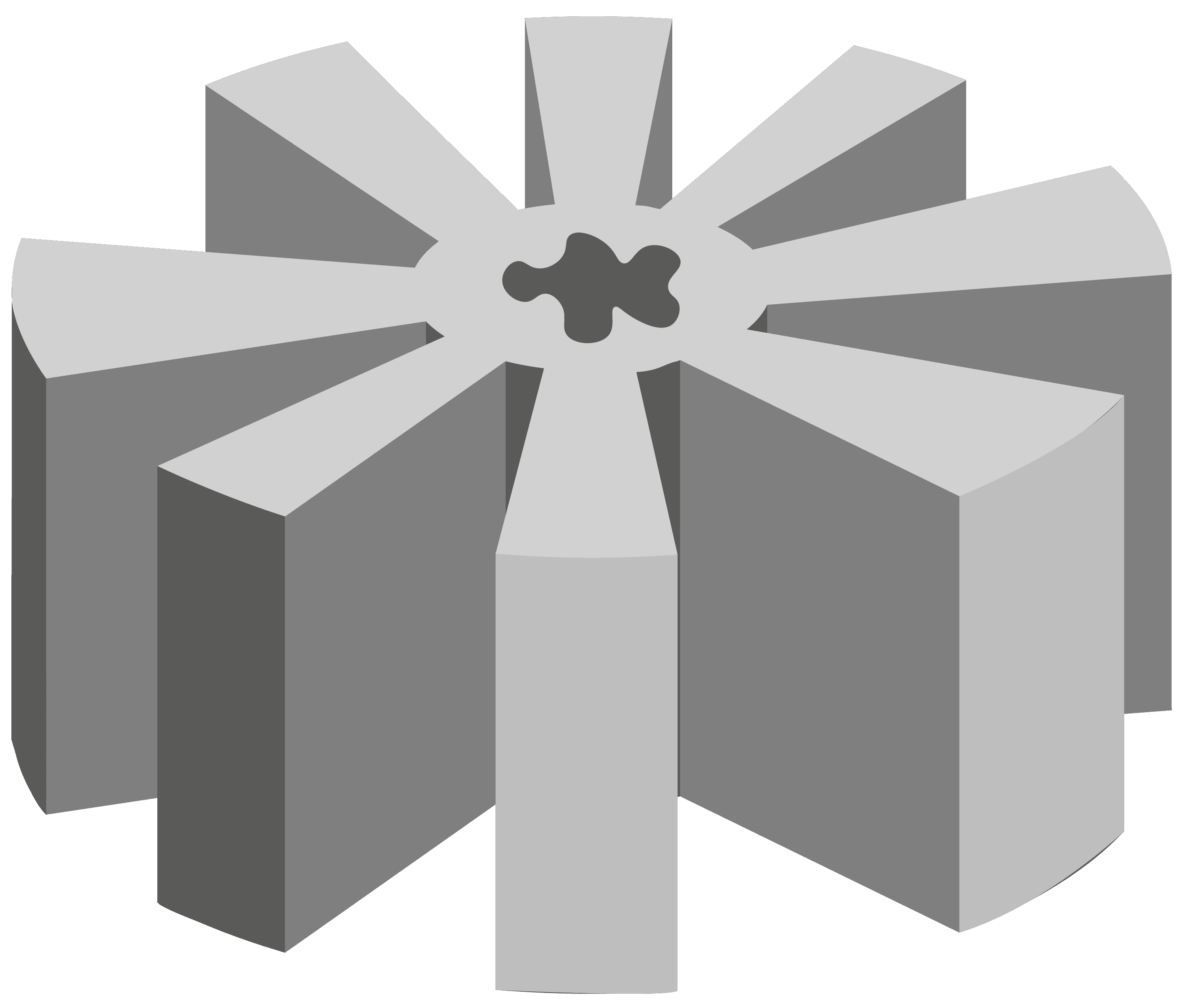 graues zahnradförmiges spritzgussteil mit materialanhäufung