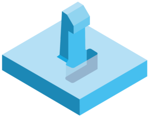 blue injection molding part with cutout